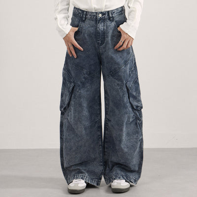 Distressed Wide Leg Cargo Pants