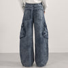 Distressed Wide Leg Cargo Pants