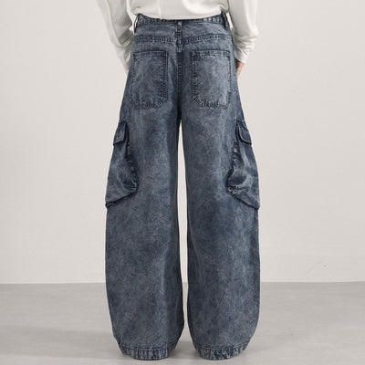 Distressed Wide Leg Cargo Pants