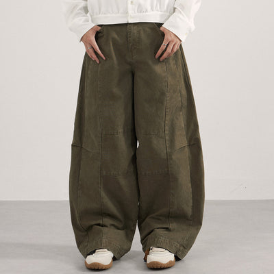 Curved Blade Wide Leg Patchwork Casual Pants