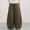 Curved Blade Wide Leg Patchwork Casual Pants