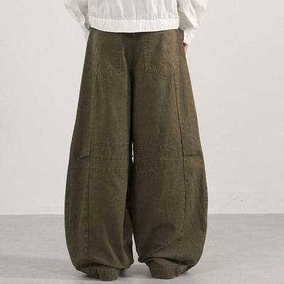 Curved Blade Wide Leg Patchwork Casual Pants