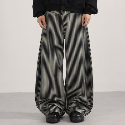 High Waisted Striped Wide Leg Casual Pants