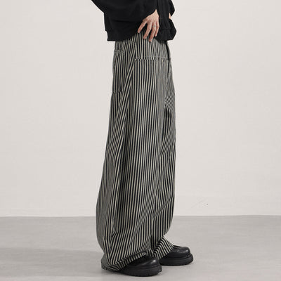 High Waisted Striped Wide Leg Casual Pants