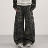 Camo Print Cargo Wide Leg Denim Jeans