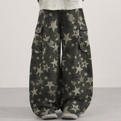 Star Print Oversized Cargo Pants