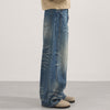 Wide Leg Vintage Washed Distressed Denim Pants