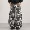 Utility Style Camo Print Wide Leg Cargo Pants