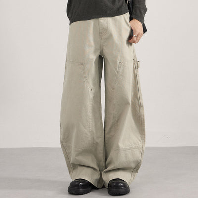 Curved Seam Cargo Loose Fit Pants