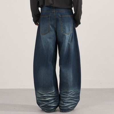 Grunge Dark Wash High Waist Wide Leg Jeans