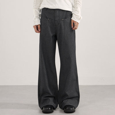 Tailored High Waist Wide Leg Striped Pants