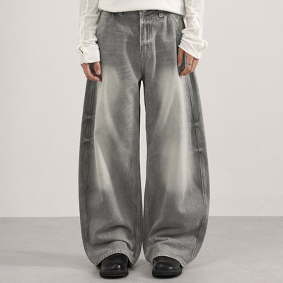 Vintage Gray Distressed High Waist Jeans