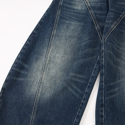 Retro Patchwork Curved Blade Denim Jeans