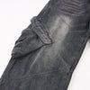 Cargo Wide Leg Distressed Wash Denim Jeans