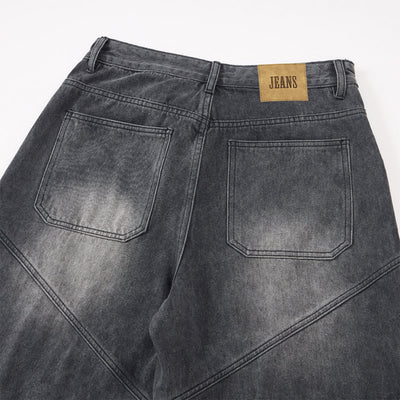 Cargo Wide Leg Distressed Wash Denim Jeans