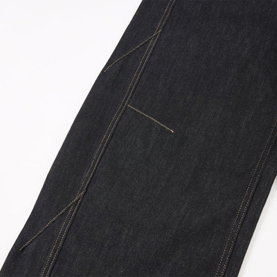 Contrast Stitching Wide Leg Dark Wash Denim Jeans