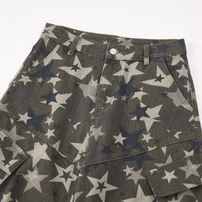 Star Print Oversized Cargo Pants