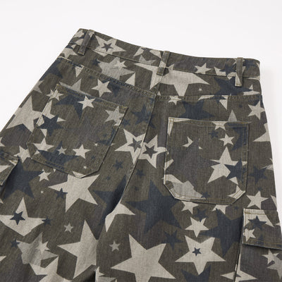 Star Print Oversized Cargo Pants