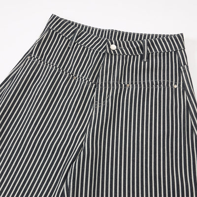 High Waisted Striped Wide Leg Casual Pants