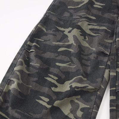 Camo Print Cargo Wide Leg Denim Jeans