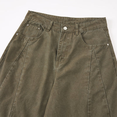 Curved Blade Wide Leg Patchwork Casual Pants