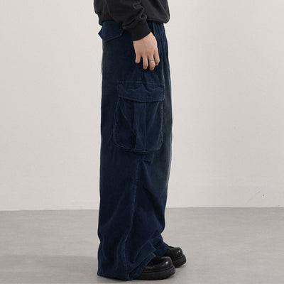 Vintage Wash Wide Leg Cargo Pants