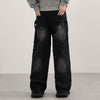 Artistic Patchwork Vintage Black Wide Leg Jeans