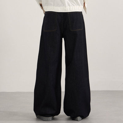 Wide Leg Contrast Stripe Denim Jeans