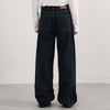 Embellished Dark Blue High Waist Wide Leg Jeans