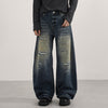 Ripped Wide Leg Vintage Fade Distressed Denim Jeans
