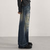 Ripped Wide Leg Vintage Fade Distressed Denim Jeans