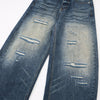 Ripped Wide Leg Vintage Fade Distressed Denim Jeans