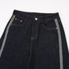 Wide Leg Contrast Stripe Denim Jeans