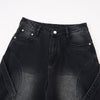 Artistic Patchwork Vintage Black Wide Leg Jeans
