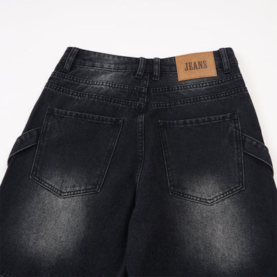 Artistic Patchwork Vintage Black Wide Leg Jeans