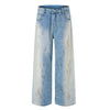 Paint Splatter Distressed Wide Leg Light Blue Jeans