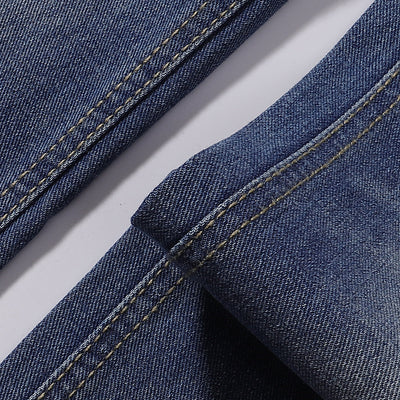 Vintage Wash Whisker Faded Straight Leg Jeans