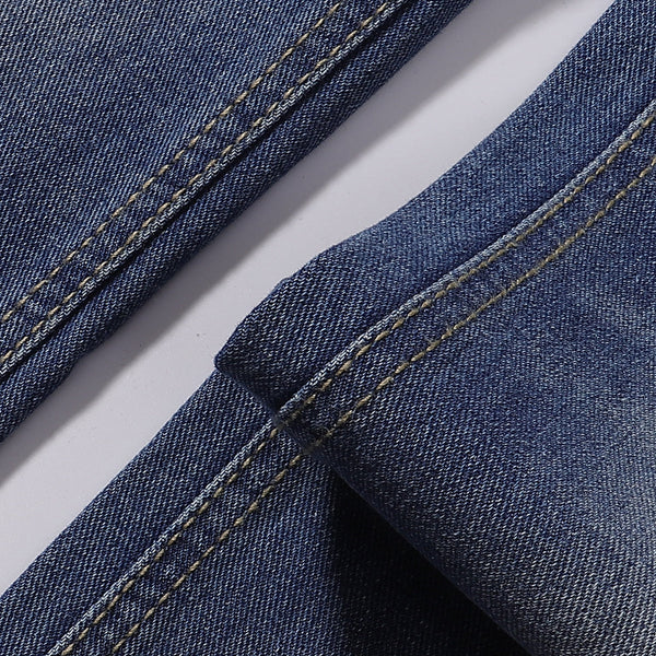 Vintage Wash Whisker Faded Straight Leg Jeans