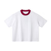 Oversized Color-Block Ribbed Collar Comfortable Tee