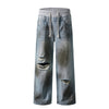Vintage Wash Double-Waistband Ripped Jeans