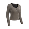 Long-Sleeve Ribbed Henley Top 275gsm