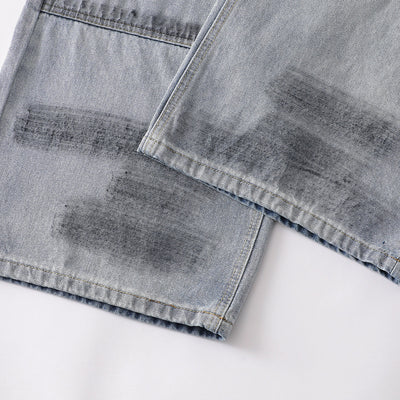 Spray-Painted Patchwork Distressed Baggy Jeans