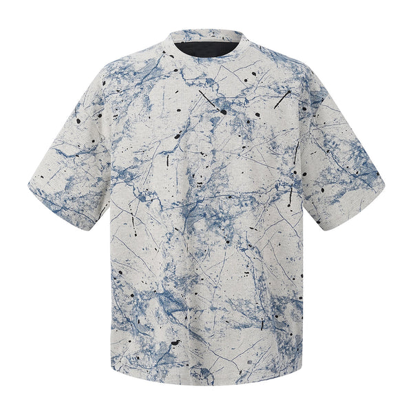 Burnout Plum Dye Artistic Color-Block Tee