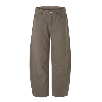 Curved Wide Leg High Waist Clean Stitch Workwear Pants