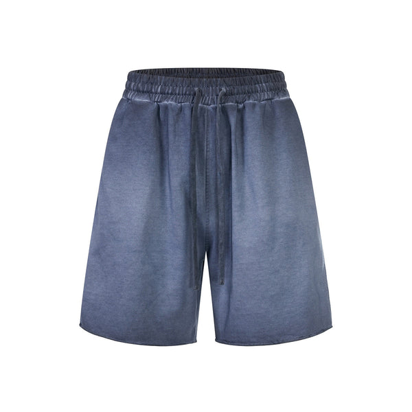 Reverse-Dyed Distressed Raw Edge Shorts