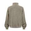 Stand Collar Panel Detail Washed Zip Up Sweatshirt