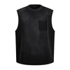 Chest Pocket Knit Sleeveless Relaxed Fit Muscle Tank