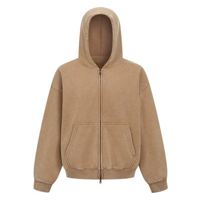 Vintage Oversized Full Zip Kangaroo Pocket Hoodie