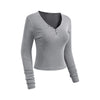 Long-Sleeve Ribbed Henley Top 275gsm