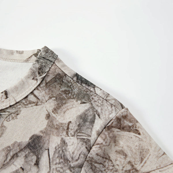 Forest Print Camo Cropped Short Sleeve Nature Tee
